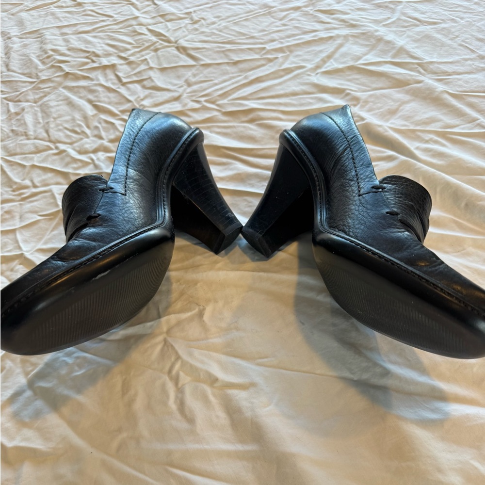 Franco Sarto Black Leather Wedge Heels
